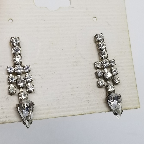 vintage Jewelry - Vintage Robin Collection silver tone rhinestone dangle earrings
